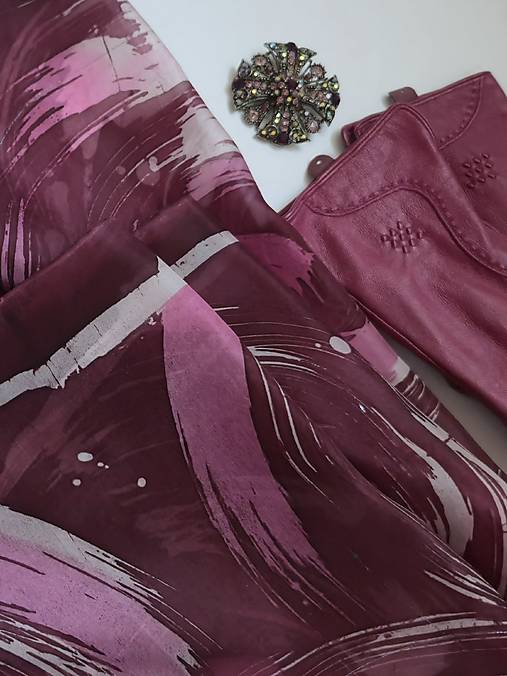 Šatky - hodvábna šatka BORDOVÉ KRUHY - 17926585_