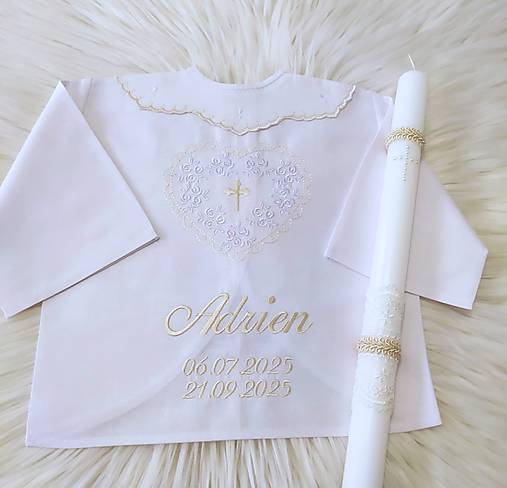 Detské oblečenie - vyšívaná-biela,ívory (košieľka+ sviečka neperson.) - 17928946_