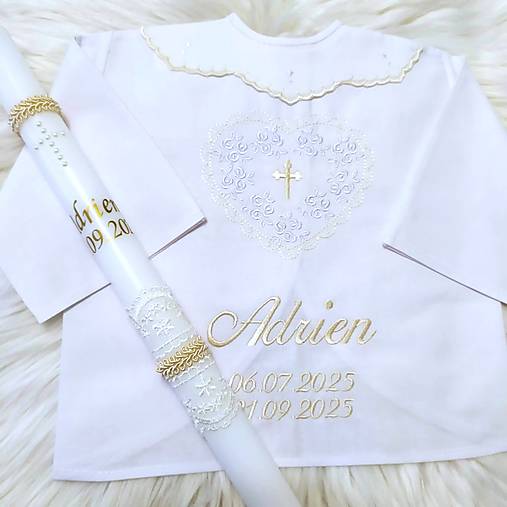 Detské oblečenie - vyšívaná-biela,ívory (košieľka+ sviečka person.) - 17928951_