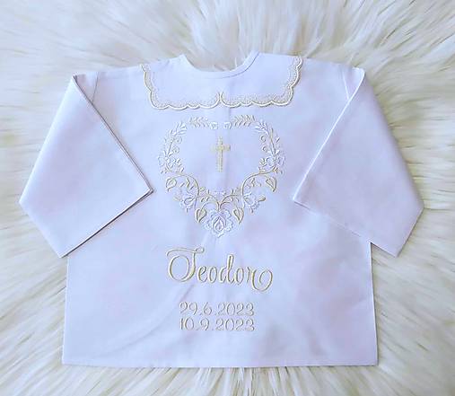 Detské oblečenie - košieľka na krst vyšívaná-biela,ívory - 17929031_