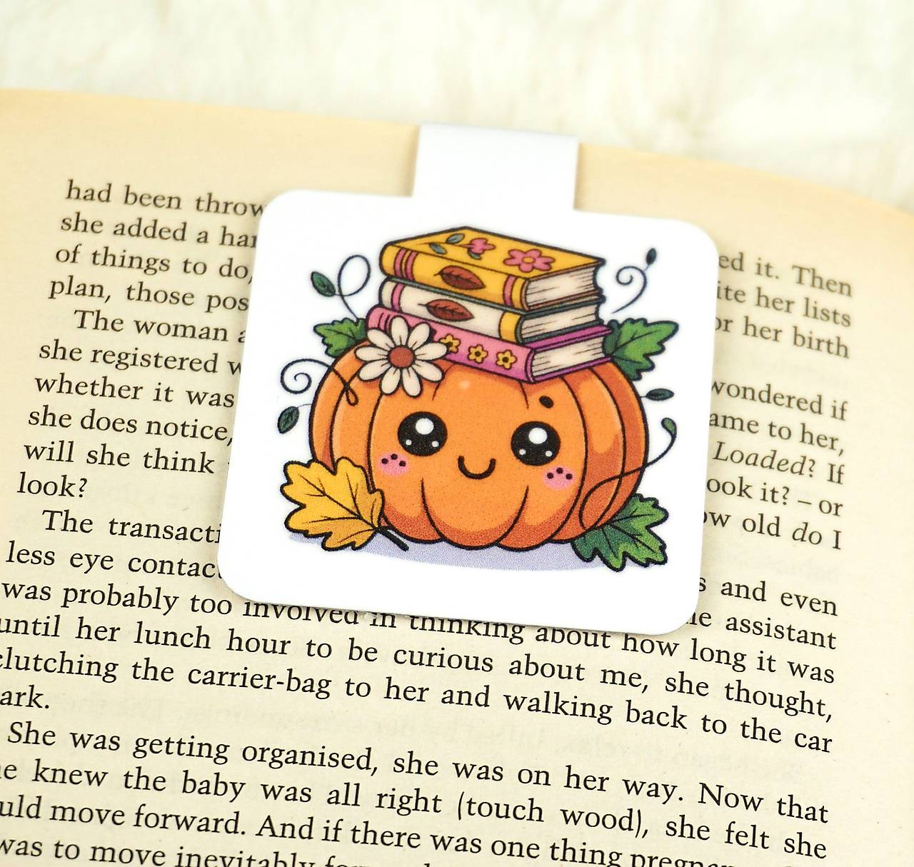 Magnetická záložka Útulná jeseň (Tekvicový knihomoľ)