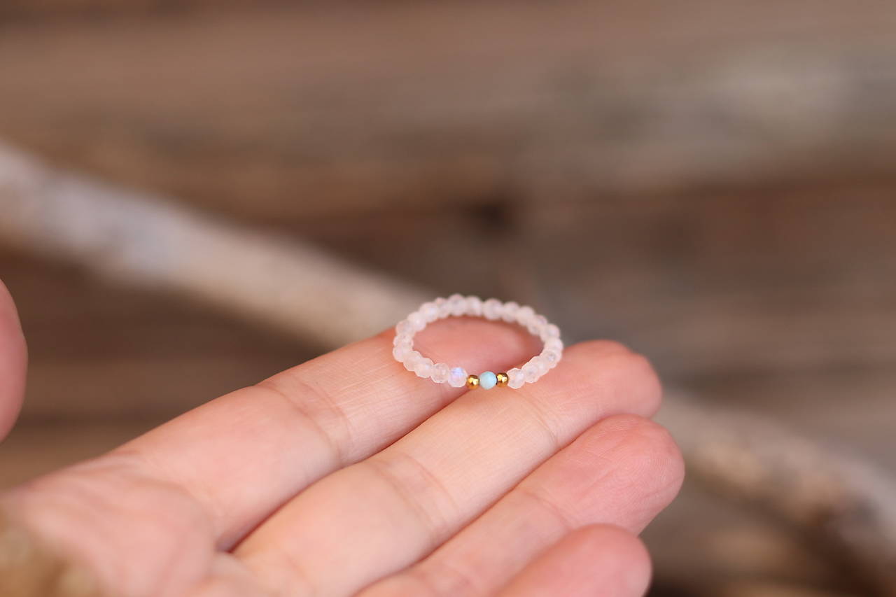 Prsteň mesačný kameň, larimar