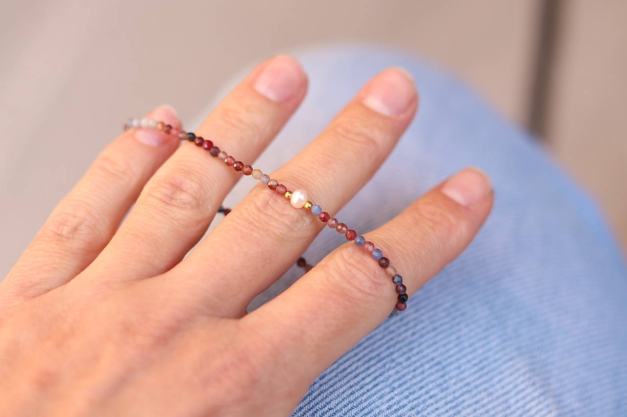 Náramok korund (rubín+zafír), perla