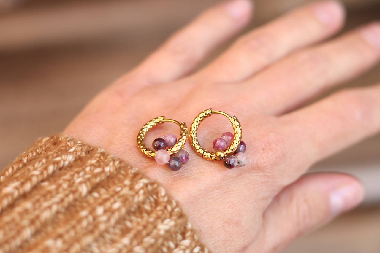 Náušnice kruhy turmalín