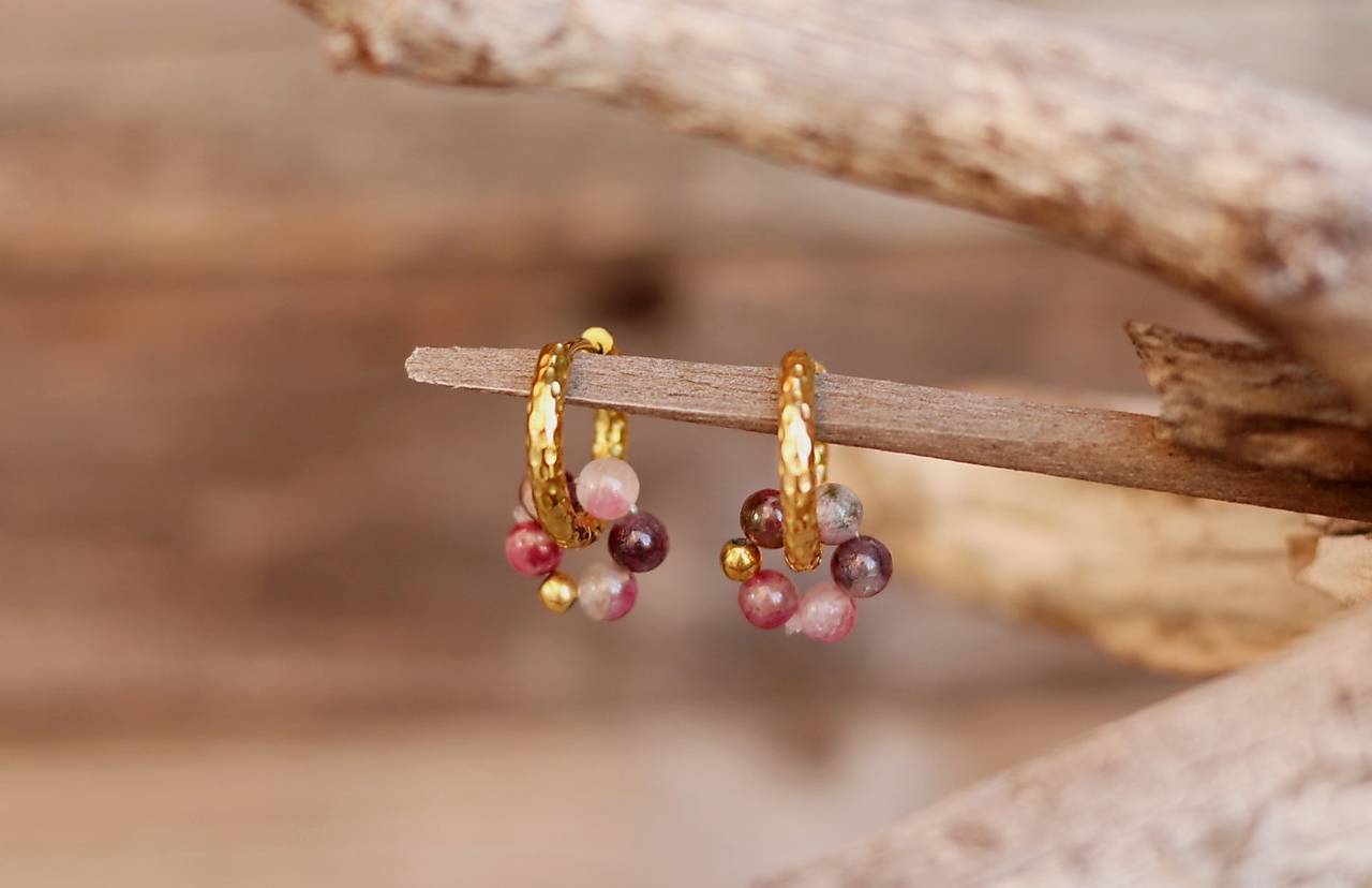 Náušnice kruhy turmalín