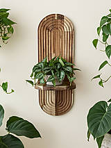  - Dizajnový drevený držiak na kvetináč z akáciového dreva – obojstranný stojan - 17927357_