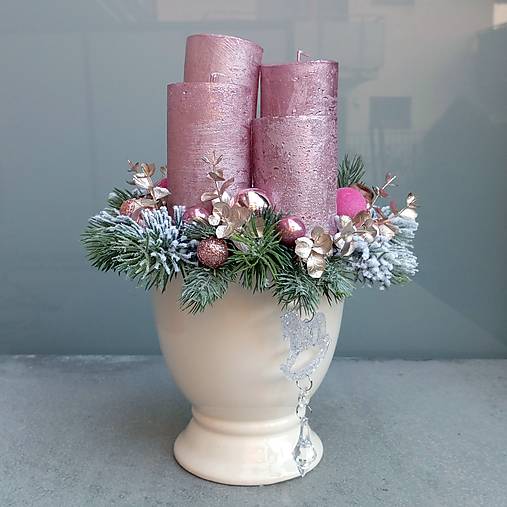 Svietidlá - Adventný veniec Rustikální Rose Spray - 17929596_
