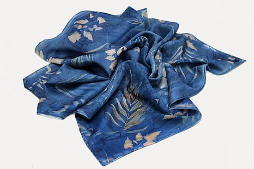 Ručne maľovaná hodvábna šatka - Sivomodrá minimalist