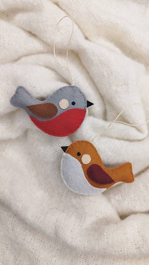 Dekorácie - Filcové vtáčiky - 17932001_