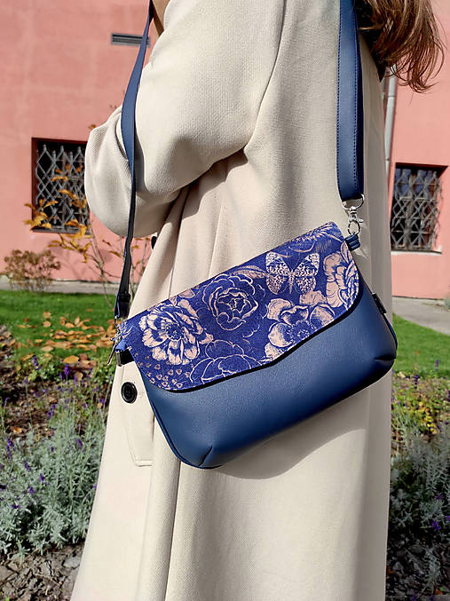 Kabelky - Eleanor modré květy - 17929838_