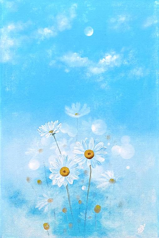 Obrazy - Obraz Nebeské margarétky - olejomaľba - 17932428_