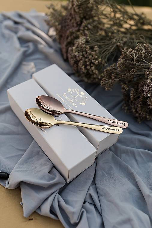 Set dvoch lyžičiek Ručičkovo s ručne vyrazeným textom