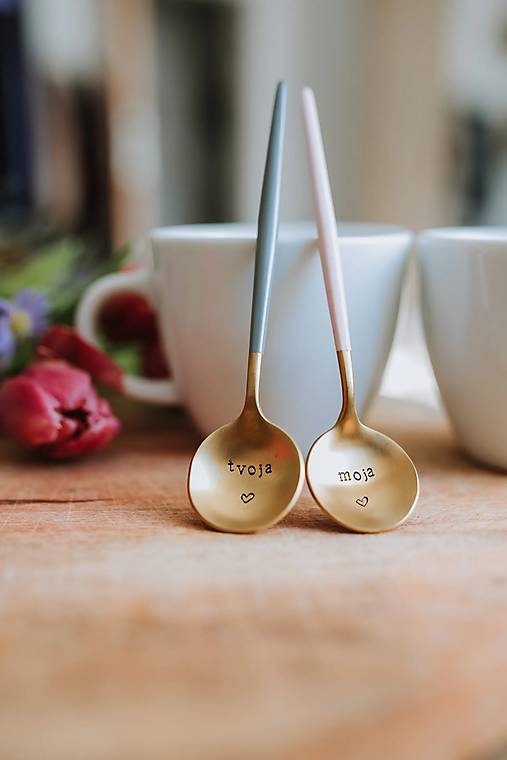 Set dvoch lyžičiek Ručičkovo s ručne vyrazeným textom