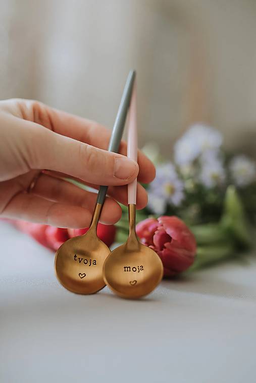 Set dvoch lyžičiek Ručičkovo s ručne vyrazeným textom