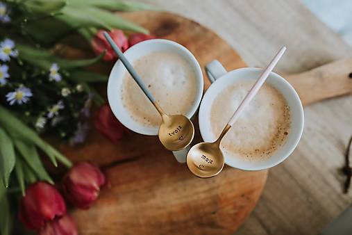 Set dvoch lyžičiek Ručičkovo s ručne vyrazeným textom