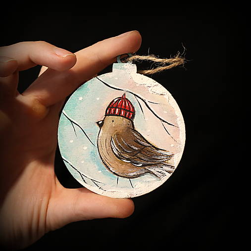 Drevené ručne maľované vianočné ozdoby