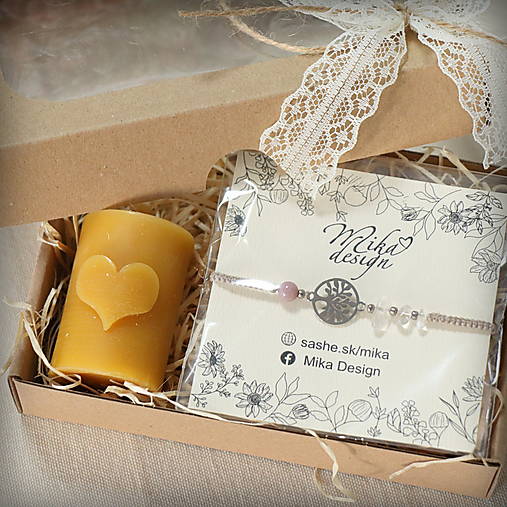 Darčekové balenie náramok a sviečka