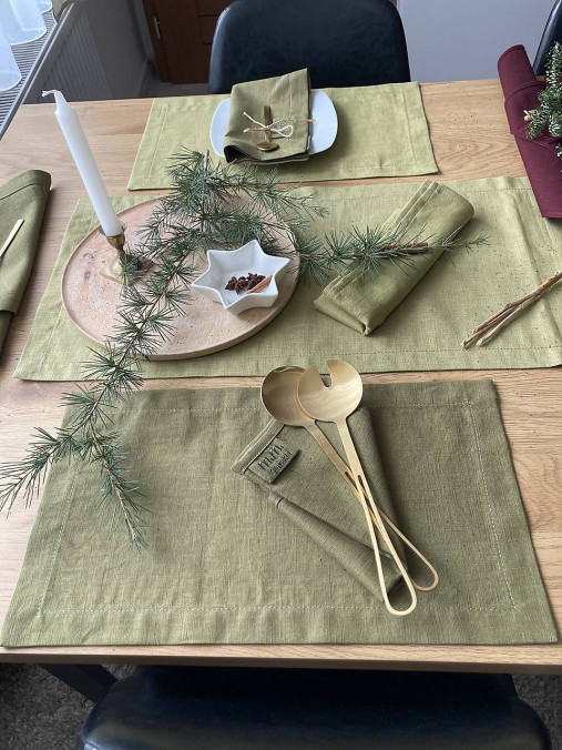 Úžitkový textil - Ľanové  PRESTIERANIE/OBRúSKY- PEAS/PICKLE - 17931230_