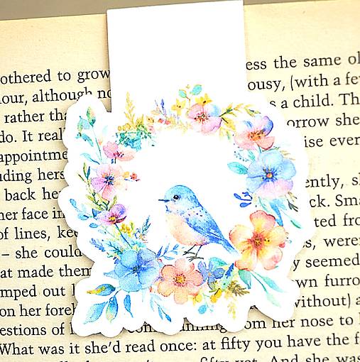 Magnetická záložka do knihy Vtáčiky (Jarný veniec)