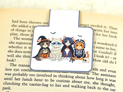 Halloweenska kolekcia magnetických záložiek | Vyberte si svoj motív (Mačky v kostýmoch)