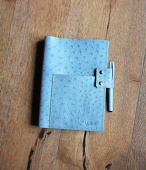 Papiernictvo - Kožený obal na knihu/diár/tablet A5 SKY-BLUE - 17934755_