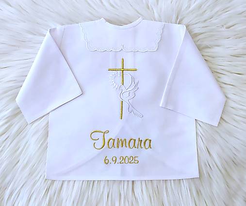 Detské oblečenie - košieľka vyšívaná-biela,zlatá - 17932881_