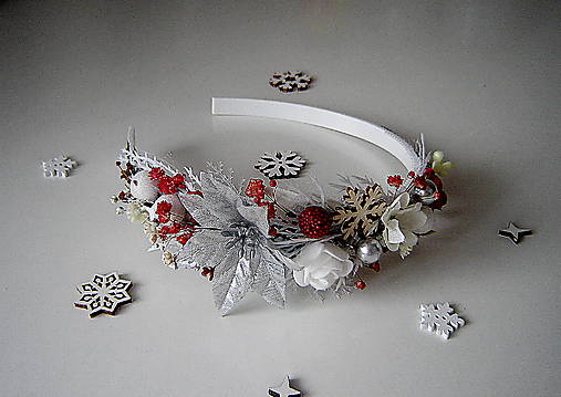 Ozdoby do vlasov - Dívčí čelenka vánoční bílá - 17933851_