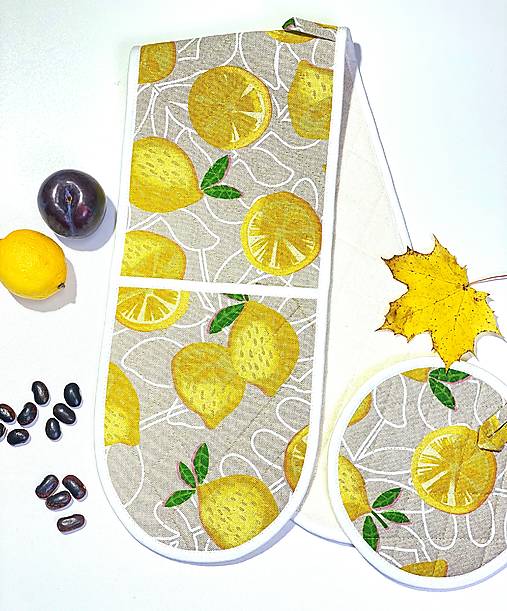 Úžitkový textil - Kuchynská Chňapka CITRÓN Set Obojručná - 17933517_
