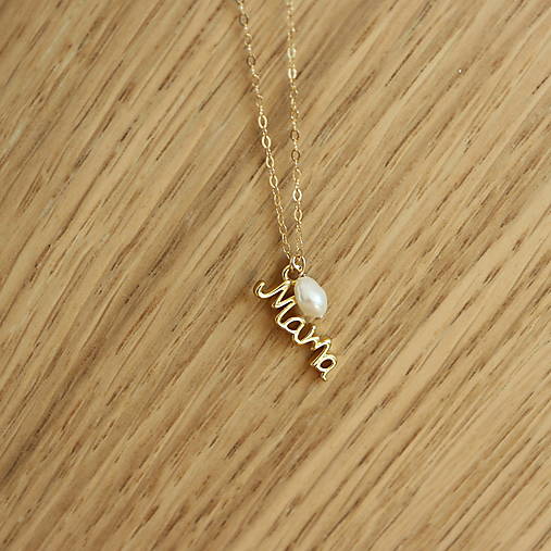 Náhrdelníky - Náhrdelník mama s perlou (gold filled) (Zlatá) - 17933264_