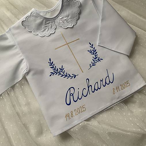 Krstná košieľka a svieca na krst ručne maľovaná ľudovoladená s halúzkami