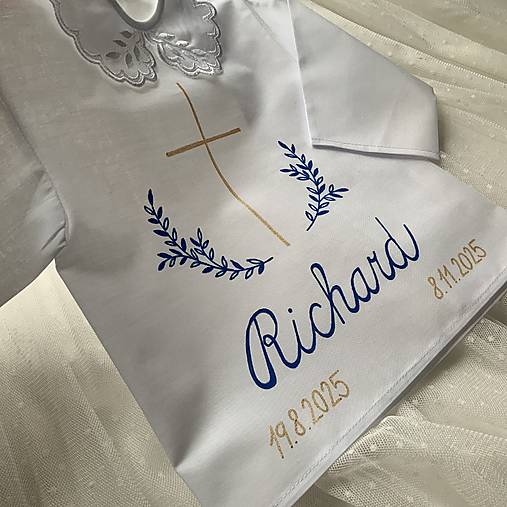 Krstná košieľka a svieca na krst ručne maľovaná ľudovoladená s halúzkami