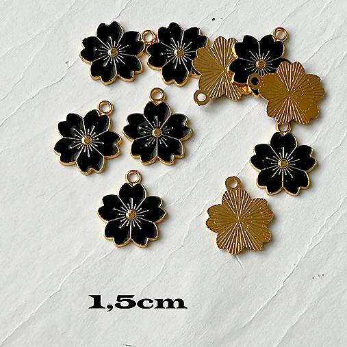 Komponenty - Prívesok - zlato-čierny - 1,5cm  - 1ks - 17933867_