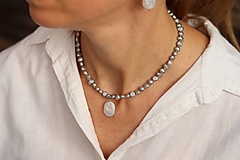 Náhrdelníky - Perlový náhrdelník s Keshi perlou - 17933110_