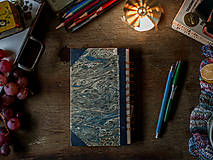 Papiernictvo - Modrý mramor - upcyklovaný zápisník/skicár - 17934241_