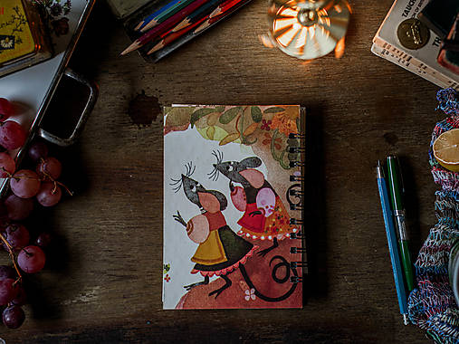 Papiernictvo - Dve myšky - upcyklovaný zápisník/skicár - 17934229_