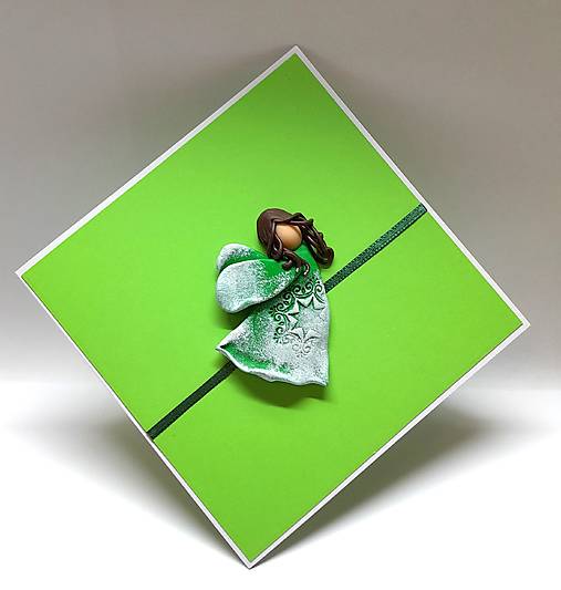 Papiernictvo - Pohľadnica s Anjelikom ...  aj ku krstu (zelený) - 17937457_