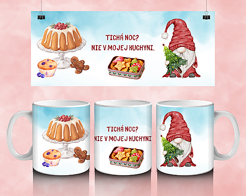 Nádoby - Vianočný hrnček „Tichá noc? Nie v mojej kuchyni.“ - 17938416_