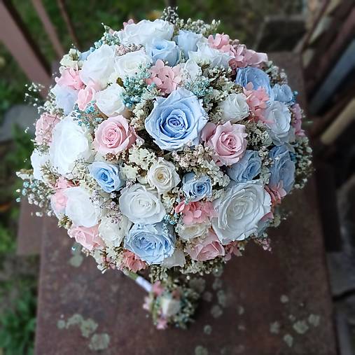 Kytice pre nevestu - Svadobná kytica zo stabilizovaných ruží - 17936712_