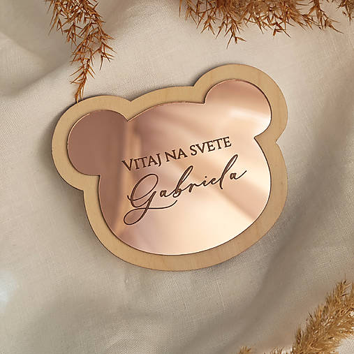 Papiernictvo - Zrkadlový miľník s menom Macko - ružový - 17936957_