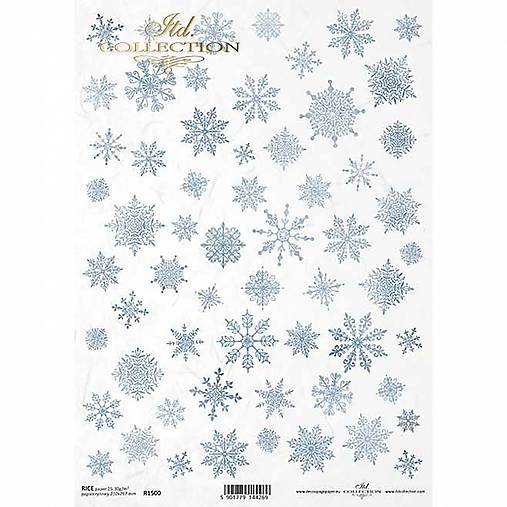 Ryžový papier na decoupage -A4-R1500 - snehové vločky
