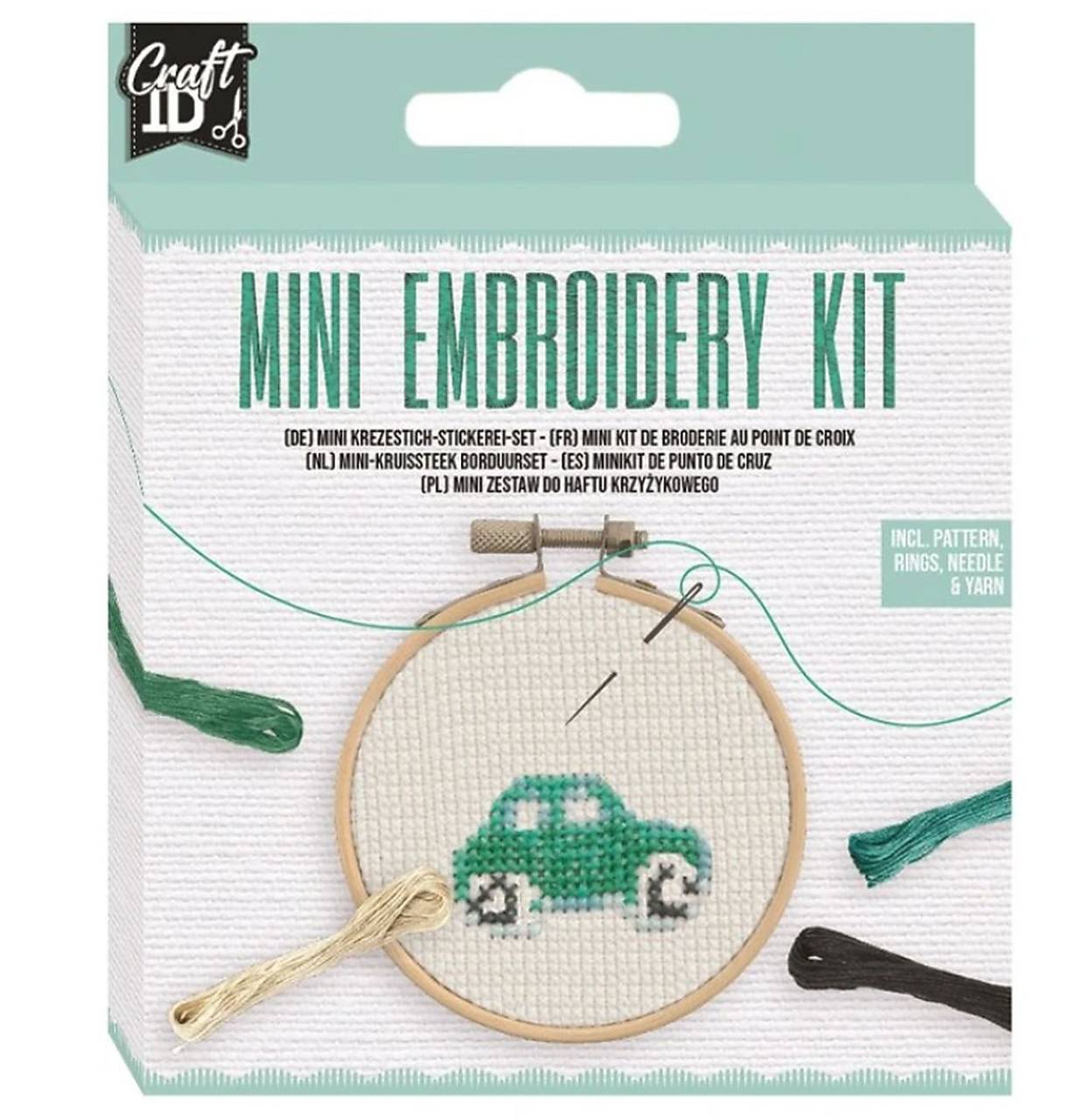 - 50% mini sada na vyšívanie, s kruhom na vyšívanie, autíčko, pôvod.cena 8,50€