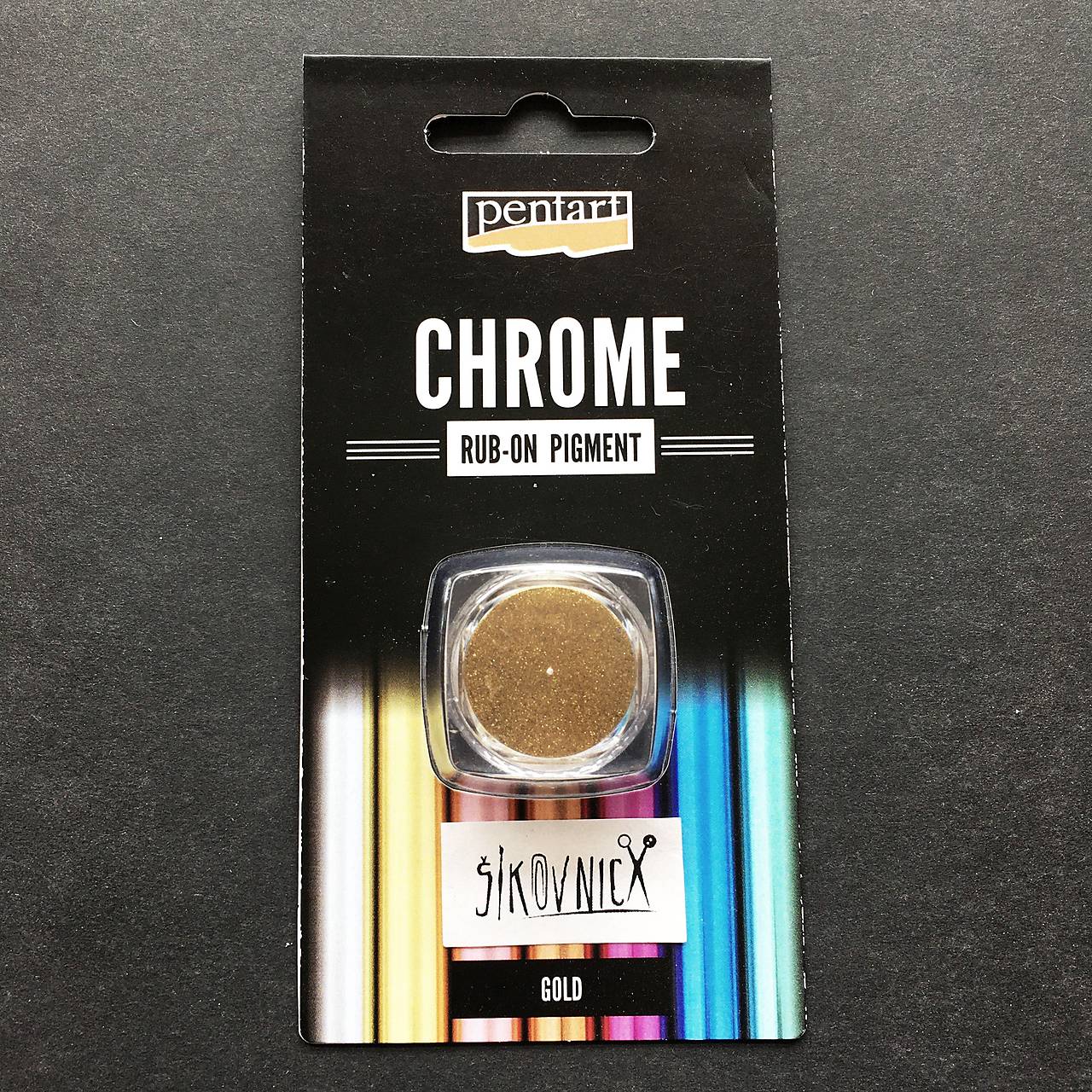 - 50% Rub-on pigmentový prášok, farebný-chrómový efekt, 0,5g, pôvod.cena 4€ (zlatá)