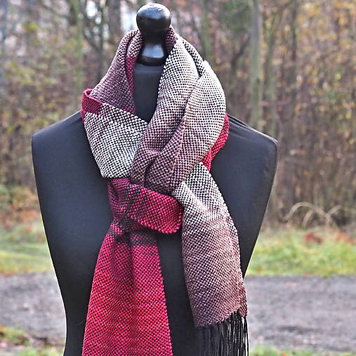 Šály a nákrčníky - RUČNĚ TKANÝ ŠÁL - SARAH - 17936541_