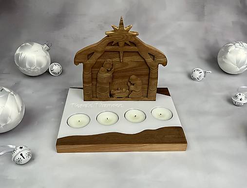 Svietidlá - Adventný svietnik drevený  (tmavý) - 17936428_