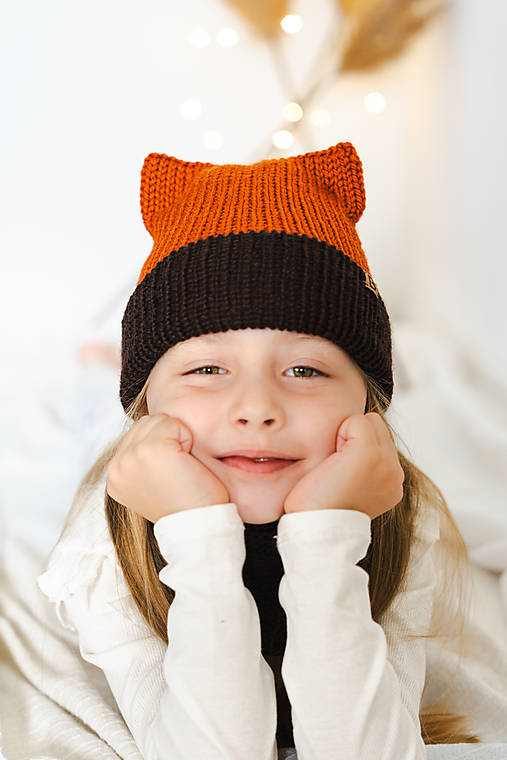 Detské čiapky - Pletený Set Líška - čiapka a nákrčník zo 100% merino vlny - 17938246_