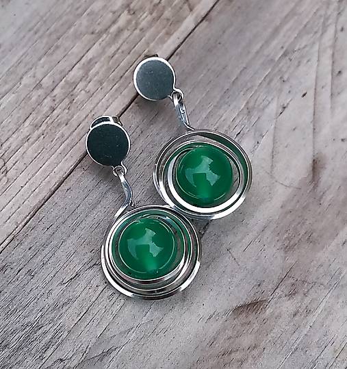 Náušnice - Chirurgická oceľ, jadeit - 17936799_