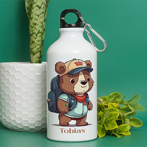 Nádoby - MEDVEDÍK fľaša s ľubovoľným menom pre deti - 17936247_