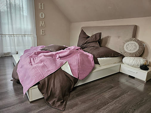 Úžitkový textil - Ľanová prikrývka Pink Lady - 17937527_