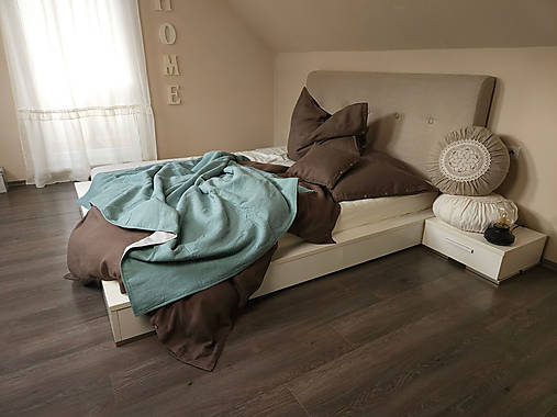 Úžitkový textil - Ľanová prikrývka Frosty Green  - 17937541_