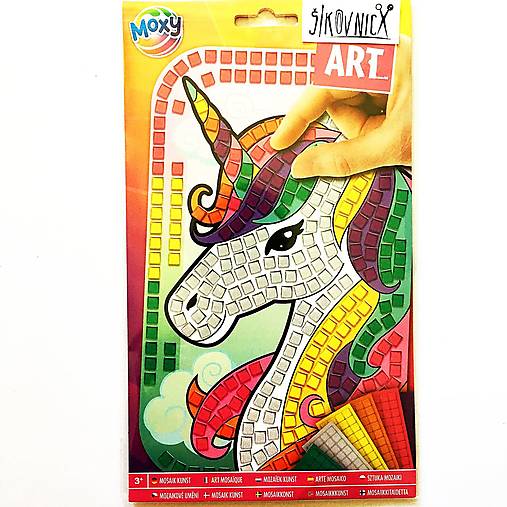 - 50% metalický mozaikový obrázok, 21x14 cm, pôvod.cena 2,90€ (hlava jednorožca)